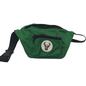 Green Milwaukee Bucks Fiserv Forum Canvas Double Pouch Fanny Pack Sling Belt Bag